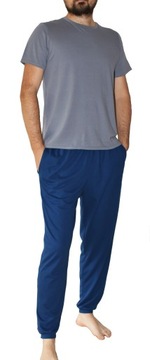 Piżama męska z bawełny Długie spodnie koszulka komplet wygodna klasyczna XL