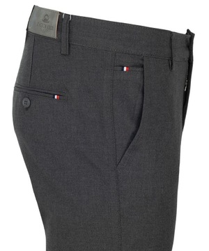 SPODNIE MATERIAŁOWE ELEGANCKIE CIEMNO-SZARE GŁADKIE W39 L30