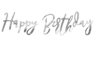 Baner Happy Birthday srebrny 16,5x62cm urodzinowy