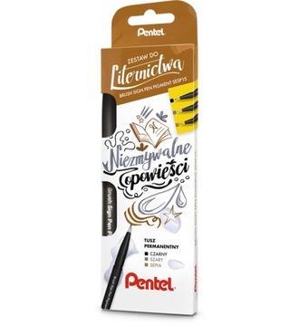 PENTEL SES15 Brush Pen Набор ручек для каллиграфии SES15C, 3 шт. в упаковке - перманентные