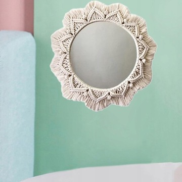 Подвесное настенное зеркало в стиле бохо с бахромой макраме