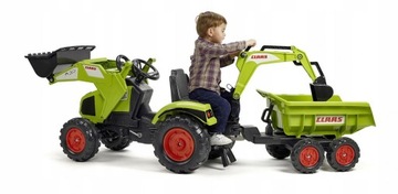 Педальный трактор FALK CLAAS с прицепом, ковшом и бульдозером от 3 лет