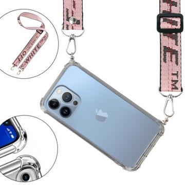 ETUI ANTISHOCK +SMYCZ RÓŻ do IPHONE 13 PRO Mocna