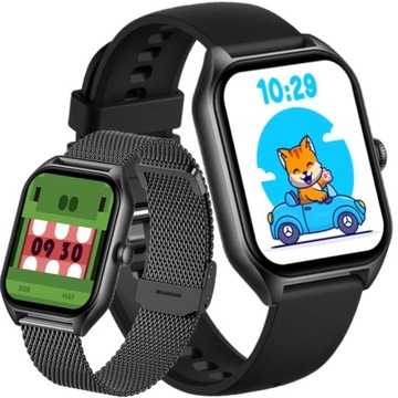 Smartwatch Zegarek Sportowy Dla Chłopca Dziewczynki Czarny 2 Paski Menu PL