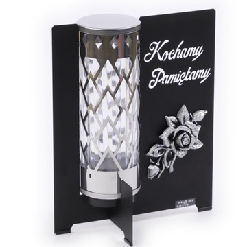 ZNICZ Metalowa tuba z napisem Kochamy Pamiętamy znicz ze stali DUŻY 28 cm