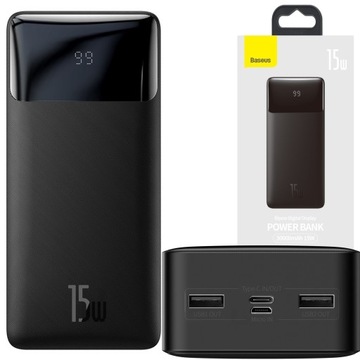 BASEUS POWER BANK 30000mah POWERBANK 15W PD 3x USB USB-C TYP-C 3A