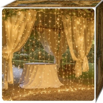 DUŻA KURTYNA ŚWIETLNA 3X3m GĘSTE ŚWIATEŁKA LED NA WESELE BIAŁE CIEPŁE