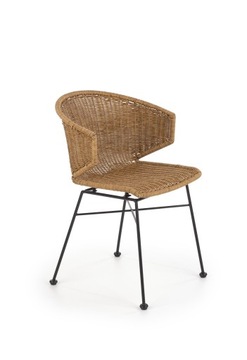 K407 krzesło naturalny, czarny, rattan syntetyczny, boho, skandynawski