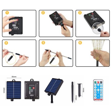 4 шт. СОЛНЕЧНЫЕ САДОВЫЕ ФОНАРИ DELELDS ФЕЙЕРВЕРКИ УКРАШЕНИЕ 480 LED + ПУЛЬТ ДИСТАНЦИОННОГО УПРАВЛЕНИЯ