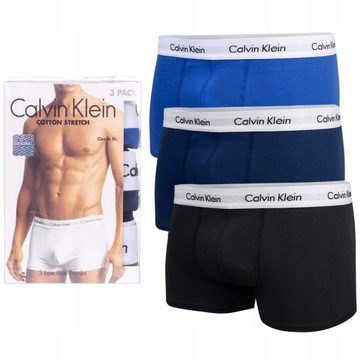 Bokserki męskie CALVIN KLEIN majtki 3 pary czarne/granatowe/niebieskie r.L