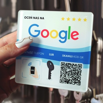 Табличка с NFC и QR-кодом для сайта отзывов Google, красочная печать