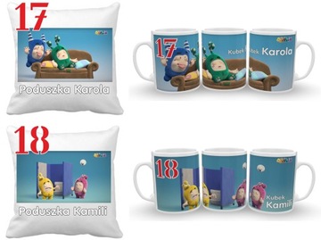 ODDBODS ZESTAW PODUSZKA+KUBEK+IMIĘ DUŻO WZORÓW