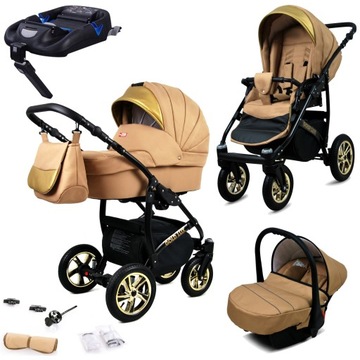 Wózek 4w1 dziecięcy BabyLux Gold Lux + baza Isofix