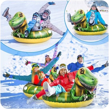 ŚLIZGACZ NA ŚNIEG DUŻY SANKI DMUCHANE KOŁO ŚLIZGANIA DINOZAUR + PLECACZEK