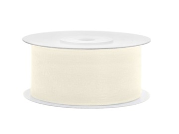 WSTĄŻKA SZYFONOWA ORGANZA 3,8cm/25m KREMOWA JASNA