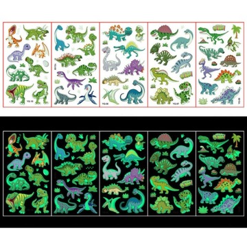 Светящиеся в темноте татуировки единорога для детей, временные, моющиеся