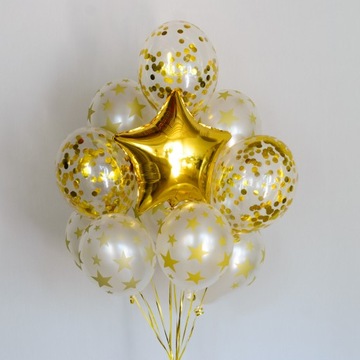 Balony na Sylwestra zestaw balonów dekoracje Nowy Rok 2025 ZŁOTE CZARNE
