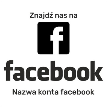 Naklejka znajdź nas na FACEBOOK z nazwą konta