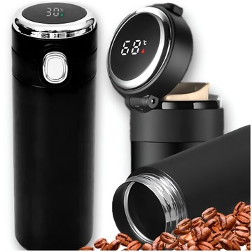KUBEK TERMICZNY TERMOS LED LCD Temperatura SMART Z USTNIKIEM SZCZELNY
