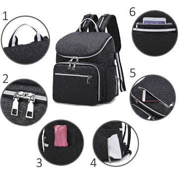 СУМКА ДЛЯ КОЛЯСКИ, РЮКЗАК ДЛЯ МАТЕРИ, ТЕРМООРГАНИЗАТОР НА МОЛНИИ, КАРМАНЫ USB