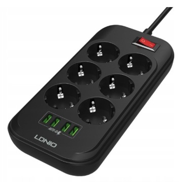 LISTWA ZASILAJĄCA 6 GNIAZD + 4x USB PRZEDŁUŻACZ