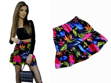 MODNA SPÓDNICZKA MINI PANTERKA na GUMCE z FALBANKA na DOLE M/L