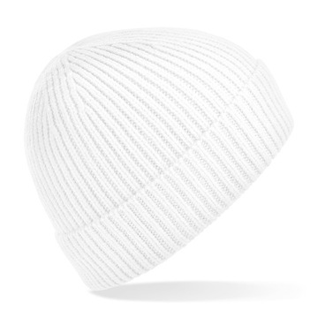 PRĄŻKOWANA CZAPKA BEANIE ZIMOWA DAMSKA MĘSKA BIAŁA