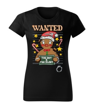 KOSZULKA T-SHIRT CZARNA DAMSKA ŚWIĄTECZNA PREZENT NA ŚWIĘTA CIASTKO M