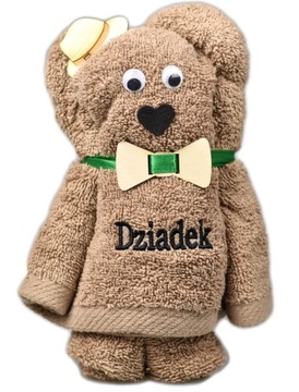 Prezent na Dzień Dziadka Miś z Ręcznika Haft