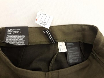 H&M elastyczne SPODNIE RURKI wysoki stan MODNE khaki NOWE _ 32