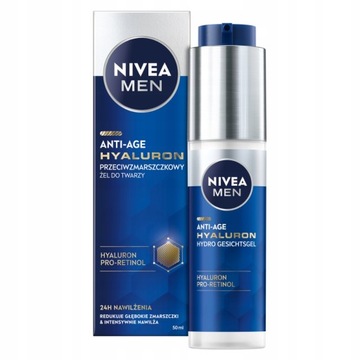 NIVEA MEN HYALURON Źel przeciwzmarszczkowy nawilżający do twarzy szyi 50ml
