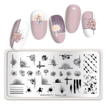 Стемпинг-пластина для нейл-арта Цветочные рисунки Полоски