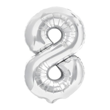 Balon Foliowy Cyfra 8 Srebrna 100cm Srebrny