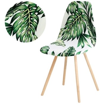 POKROWIEC NA KRZESŁO SKANDYNAWSKIE LIŚCIE WZORY ELASTYCZNY UNIWERSALNY