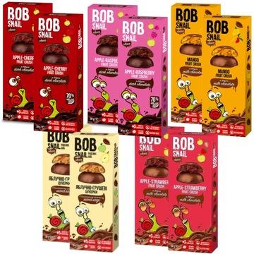 BOB SNAIL zestaw Przekąska jabłko owocowa w czekoladzie mix smaków 10x 30g.