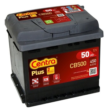 AKUMULATOR CENTRA PLUS 50AH 450A 12V P+ CB500