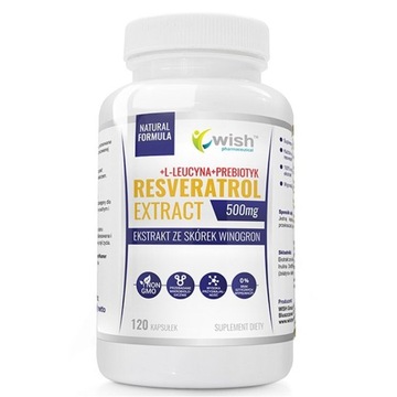 WISH RESVERATROL EXTRACT 500MG 120C MOCNE SERCE CIŚNIENIE KRWI CHOLESTEROL