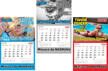 Календари ОДНОСТОРОННИЕ Выпуклые на 2025 год с ВЫПУКЛОЙ головкой и печатью, 200 шт.