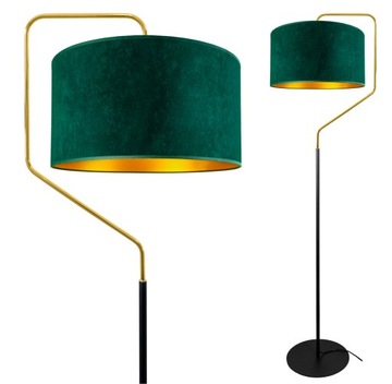 NOWOCZESNA LAMPA STOJĄCA PODŁOGOWA ZŁOTA ABAŻUR WELUR LOFT LED
