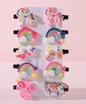 SPINKI do włosów JEDNOROŻEC klamry ozdoby zestaw 10 sztuk PREZENT