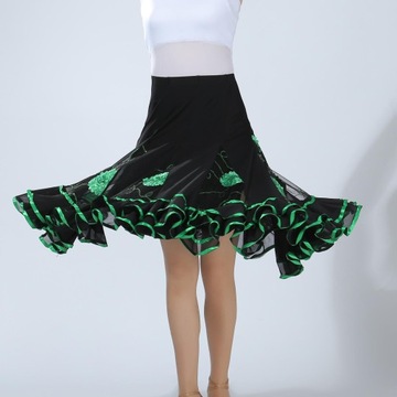 Tanečná sukňa Latin Dance Sukňa Šaty Dancing Green