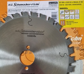 SCHUMACHER Tarcza pilarska piła 190x30mm 30z METAL