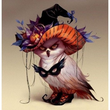 Haft diamentowy Mozaika Obraz SOWA HALLOWEEN 30x30