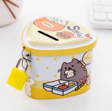 ИНТЕРЕСНАЯ КОПИЛКА ДЛЯ РЕБЕНКА БАНКА С КЛЮЧОМ, жесть сталь, сердце