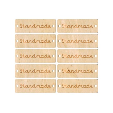 Handmade drewniana wszywka metka guzik 10 szt