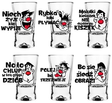 Kieliszki do wódki z nadrukiem Humor Buźki X 25ml