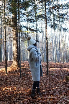 KRYSTA - Płaszcz wełniany damski zimowy ciepły EKO