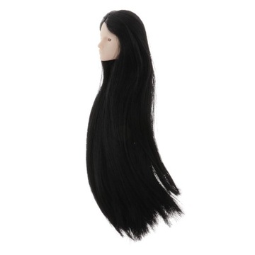 Масштаб 1:6, женская голова куклы, лепка черных волос для