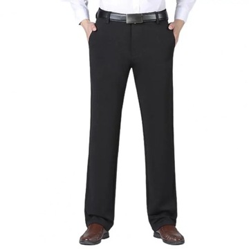 Men Pants Solid Color Stretchy Spring Autumn Mid W