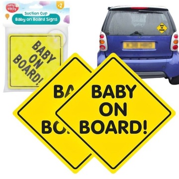 Przyssawka do Samochodu Auta Odblask Naklejka Baby on Board Dziecko 2 szt